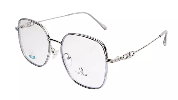 Soigné Unisex Oversized Square Spectacle Frame.Gray&Silver