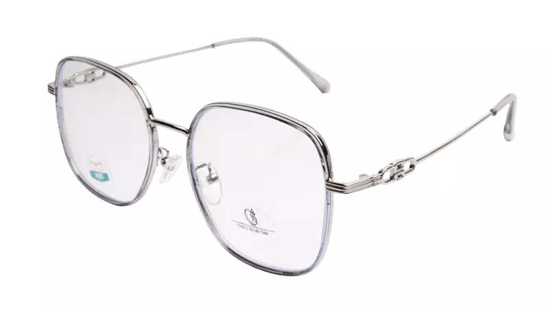 Soigné Unisex Oversized Square Spectacle Frame.Gray&Silver