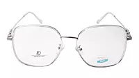 Soigné Unisex Oversized Square Spectacle Frame.Silver Color