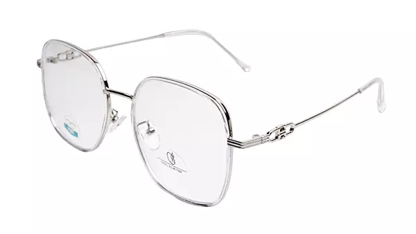 Soigné Unisex Oversized Square Spectacle Frame.Silver Color