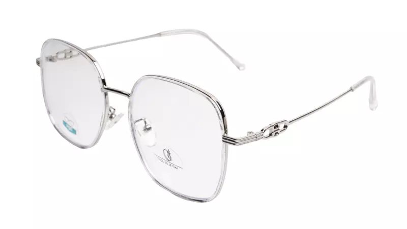 Soigné Unisex Oversized Square Spectacle Frame.Silver Color