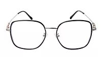 Soigné Unisex Oversized Square Spectacle Frame.Black&Silver Frame