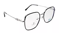 Soigné Unisex Oversized Square Spectacle Frame.Black&Silver Frame