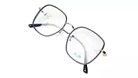 Soigné Unisex Oversized Square Spectacle Frame.Black&Silver Frame