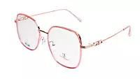 Soigné Female Oversized Square Spectacle Frame.Clear Pink&Rose Gold