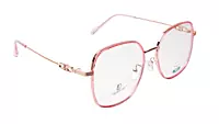 Soigné Female Oversized Square Spectacle Frame.Clear Pink&Rose Gold