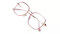 Soigné Female Oversized Square Spectacle Frame.Clear Pink&Rose Gold
