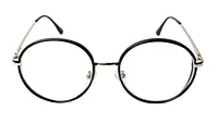 Soigné Unisex Medium Round Spectacle Frame.Silver&Black Color