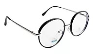 Soigné Unisex Medium Round Spectacle Frame.Silver&Black Color