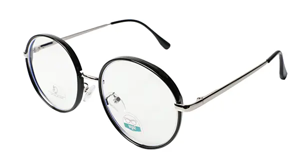Soigné Unisex Medium Round Spectacle Frame.Silver&Black Color