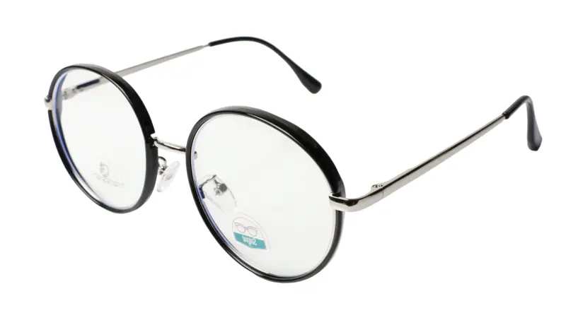 Soigné Unisex Medium Round Spectacle Frame.Silver&Black Color