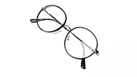 Soigné Unisex Medium Round Spectacle Frame.Silver&Black Color