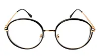 Soigné Unisex Medium Round Spectacle Frame.Black&Gold Color