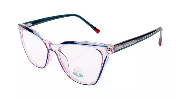 Soigné Female Medium Cat Eye Spectacle Frame.Clear Pink&Blue