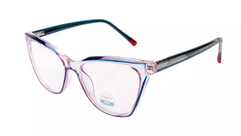 Soigné Female Medium Cat Eye Spectacle Frame.Clear Pink&Blue