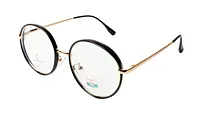 Soigné Unisex Medium Round Spectacle Frame.Black&Gold Color