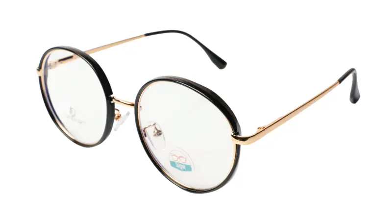 Soigné Unisex Medium Round Spectacle Frame.Black&Gold Color