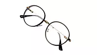 Soigné Unisex Medium Round Spectacle Frame.Black&Gold Color