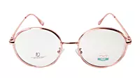 Soigné Female Round Medium Spectacle Frame.Rose Gold&Clear Pink Color