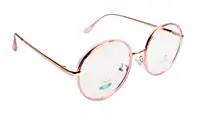 Soigné Female Round Medium Spectacle Frame.Rose Gold&Clear Pink Color