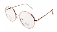 Soigné Female Round Medium Spectacle Frame.Rose Gold&Clear Pink Color