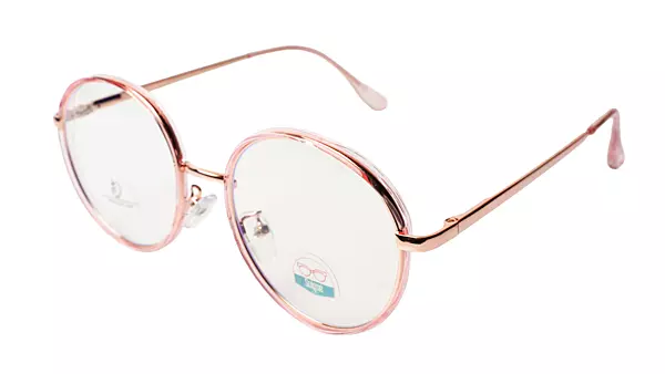 Soigné Female Round Medium Spectacle Frame.Rose Gold&Clear Pink Color