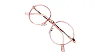 Soigné Female Round Medium Spectacle Frame.Rose Gold&Clear Pink Color