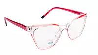 Soigné Female Medium Cat Eye Spectacle Frame.Transparent&Red Rim