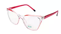 Soigné Female Medium Cat Eye Spectacle Frame.Transparent&Red Rim