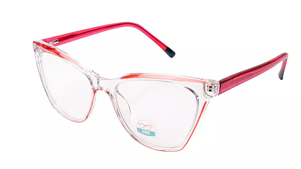 Soigné Female Medium Cat Eye Spectacle Frame.Transparent&Red Rim