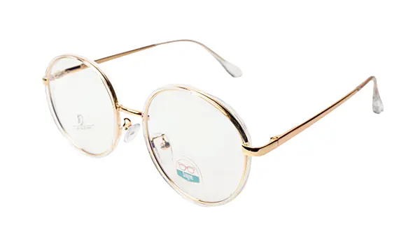 Soigné Unisex Medium Round Spectacle Frame.Clear&Gold