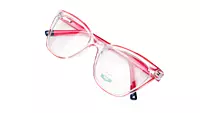 Soigné Female Medium Cat Eye Spectacle Frame.Transparent&Red Rim