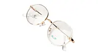 Soigné Unisex Medium Round Spectacle Frame.Clear&Gold