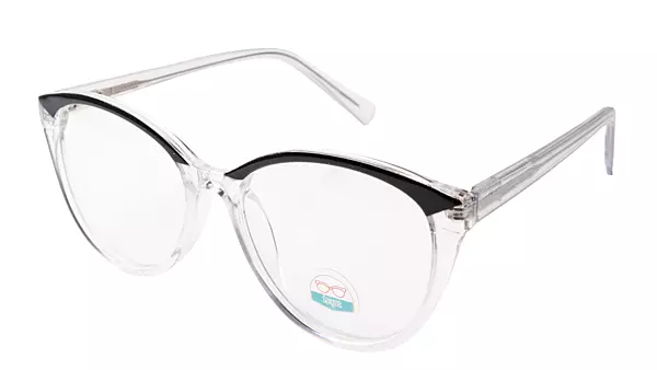 Soigné Female Oversized Cat Eye Spectacle Frame.Transparent&Black Color