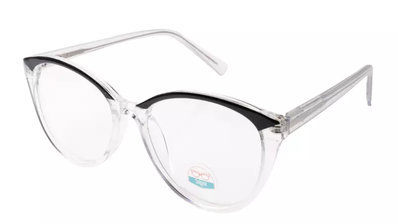 Soigné Female Oversized Cat Eye Spectacle Frame.Transparent&Black Color
