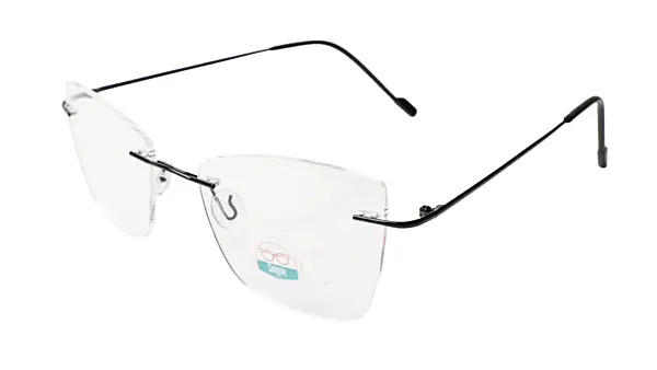 Soigné Female Medium Rimless Cat Eye Spectacle Frame.Black Color