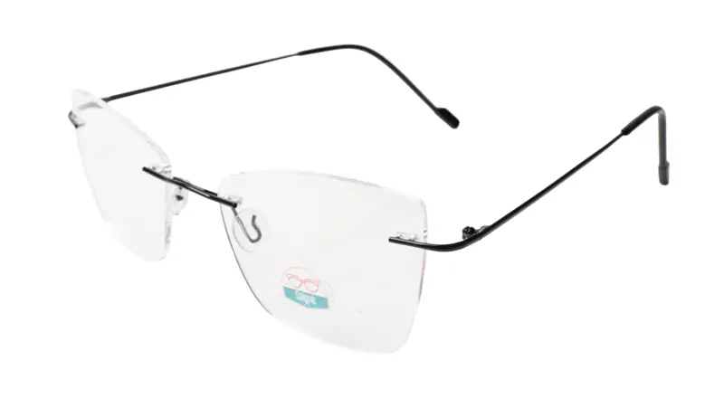 Soigné Female Medium Rimless Cat Eye Spectacle Frame.Black Color