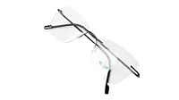 Soigné Female Medium Rimless Cat Eye Spectacle Frame.Black Color