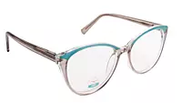 Soigné Female Oversized Cat Eye Spectacle Frame.Clear Gray&Blue