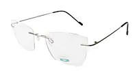Soigné Female Medium Rimless Cat Eye Spectacle Frame.Silver Color