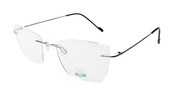 Soigné Female Medium Rimless Cat Eye Spectacle Frame.Silver Color