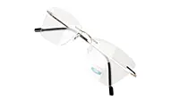 Soigné Female Medium Rimless Cat Eye Spectacle Frame.Silver Color