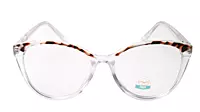 Soigné Female Oversized Cat Eye Spectacle Frame.Transparent&Tortoise Print