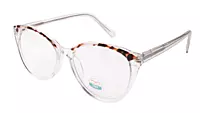 Soigné Female Oversized Cat Eye Spectacle Frame.Transparent&Tortoise Print