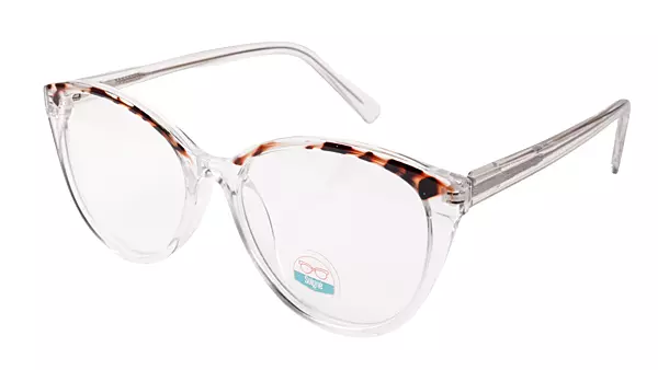 Soigné Female Oversized Cat Eye Spectacle Frame.Transparent&Tortoise Print