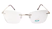 Soigné Female Medium Rimless Cat Eye Spectacle Frame.Golden