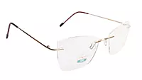 Soigné Female Medium Rimless Cat Eye Spectacle Frame.Golden