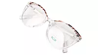Soigné Female Oversized Cat Eye Spectacle Frame.Transparent&Tortoise Print