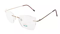 Soigné Female Medium Rimless Cat Eye Spectacle Frame.Golden