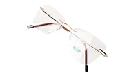 Soigné Female Medium Rimless Cat Eye Spectacle Frame.Golden